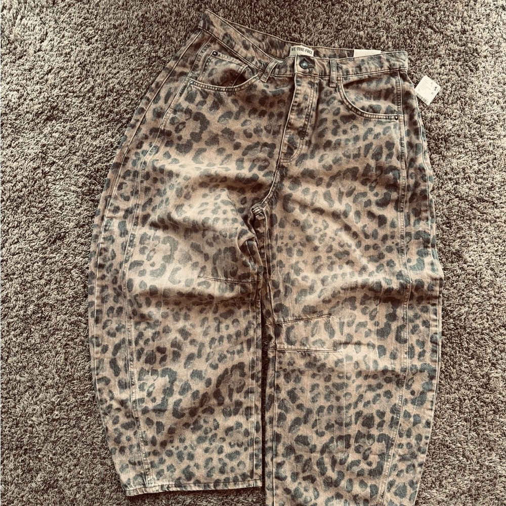 We the Free Leopard Barrel Jeans 30